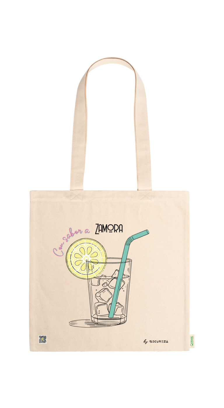 Tote bag con diseño "Con sabor a Zamora" con el Rosetón de Zamora