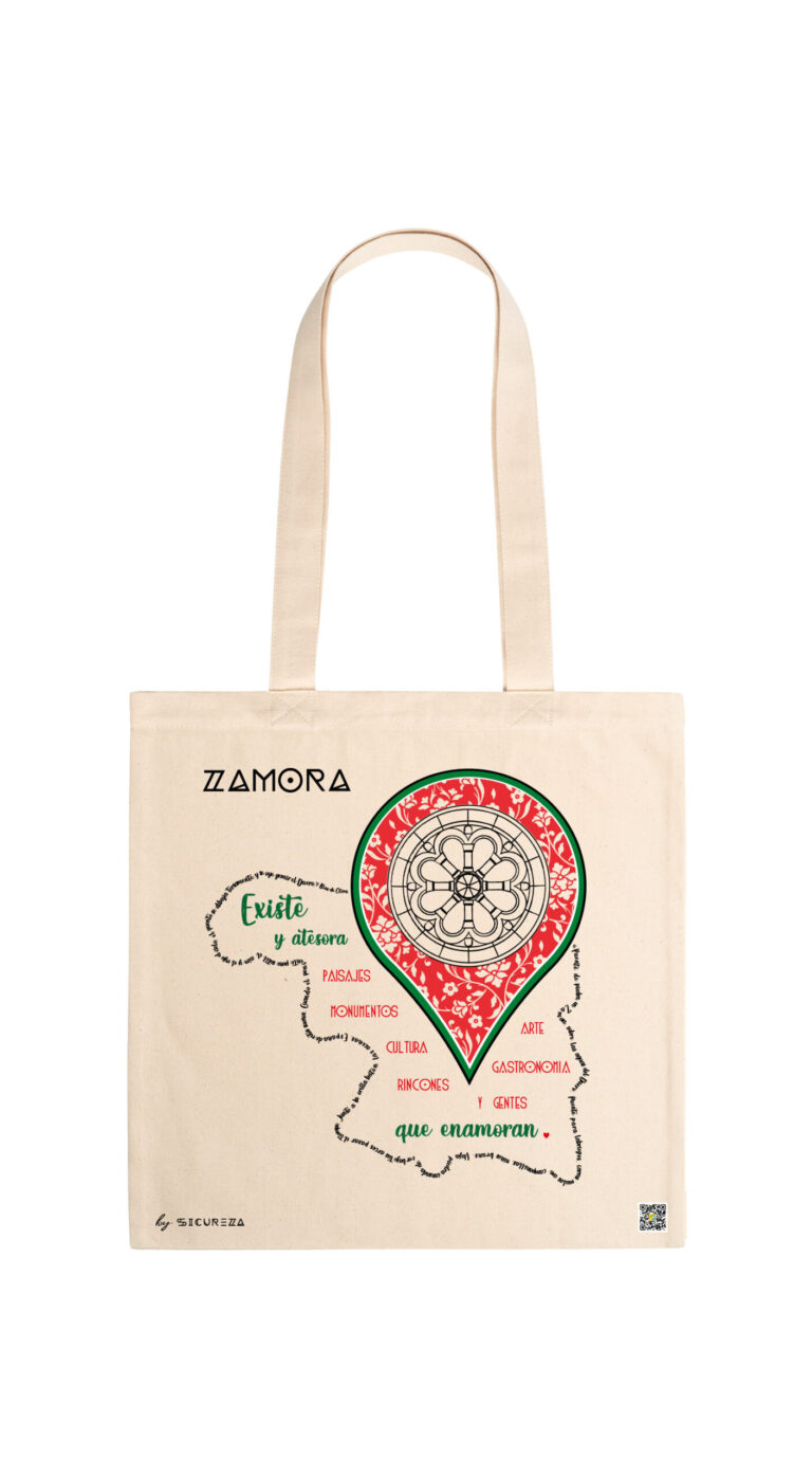 Tote bag con diseño de Zamora existe con el roseton y el mapa de Zamora